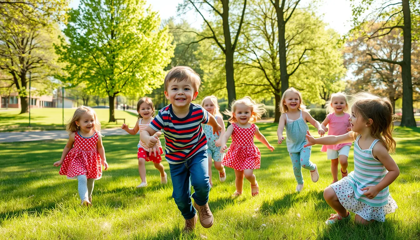 Children playing happily in a park