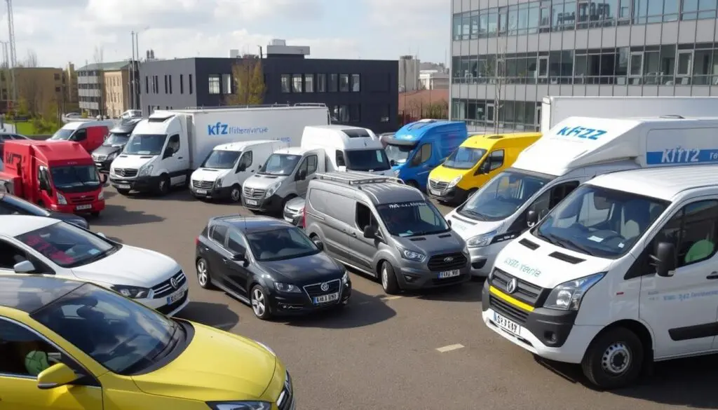 Fleet of vehicles in an urban environment.