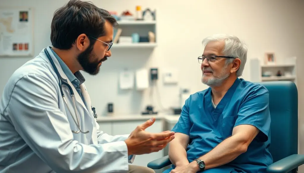 Doctor and patient discussing health concerns.