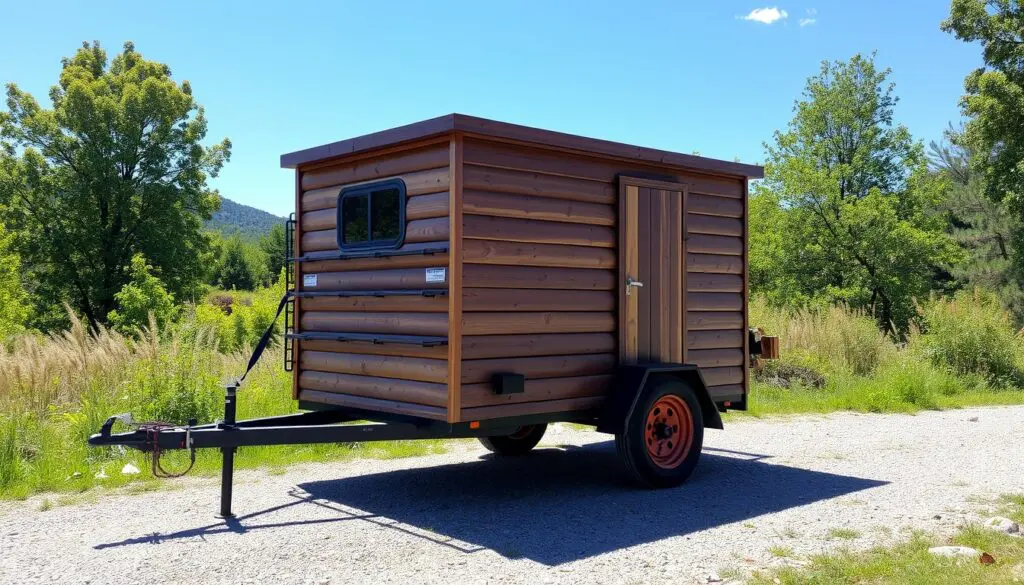 Wooden transport trailer in a beautiful outdoor location.