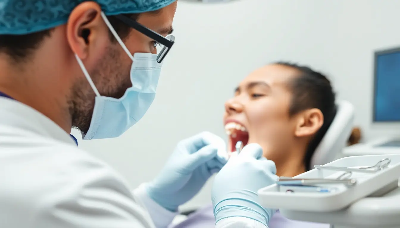 Oralchirurg behandelt einen Patienten