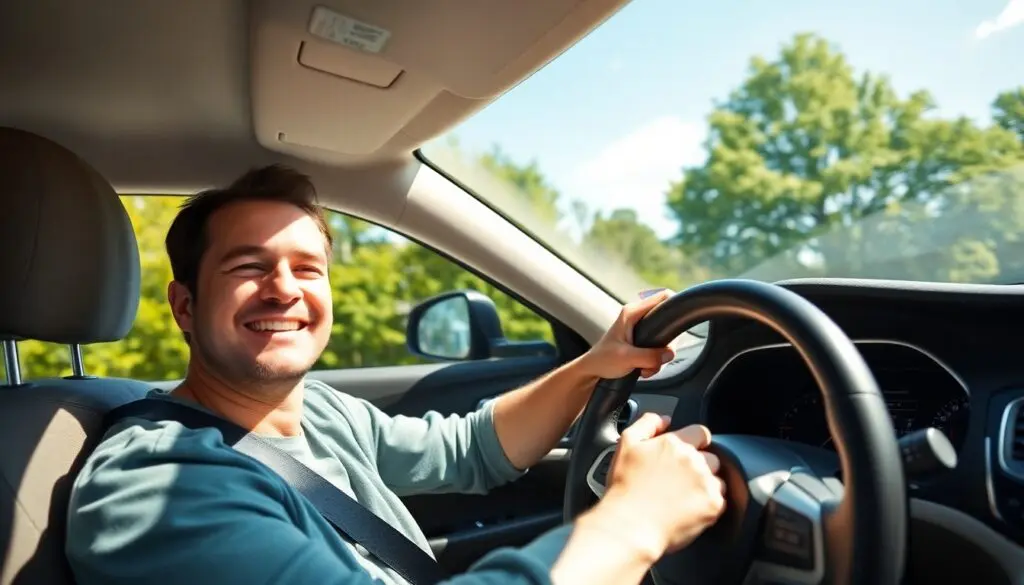 Sondereinstufung: Autofahrer freut sich.