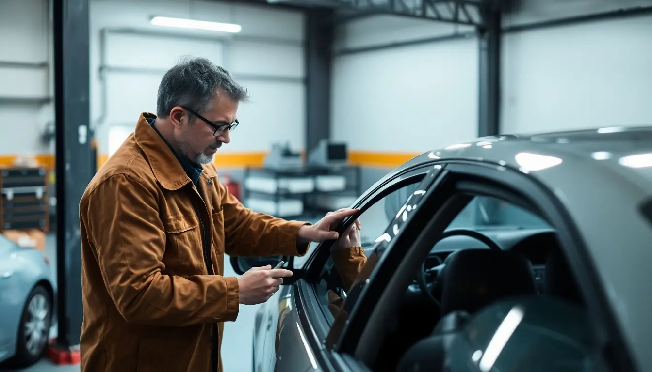 Restwert: Sachverständiger untersucht ein beschädigtes Auto.