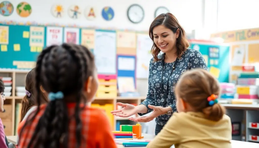 Beamtenrabatt: Lehrerin im Klassenzimmer mit Schülern.
