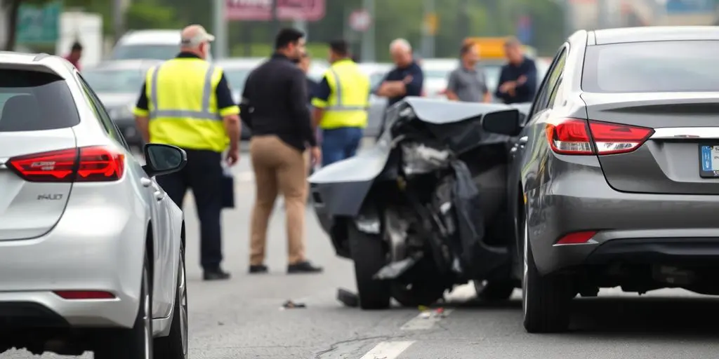 Zwei beschädigte Autos nach einem Auffahrunfall.