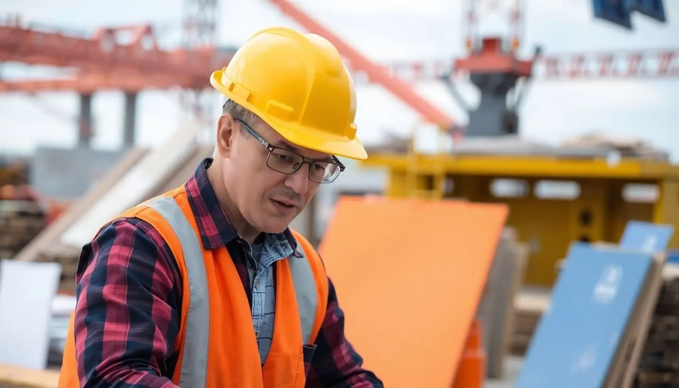 Arbeitsunfall: Mann mit Held auf der Baustelle