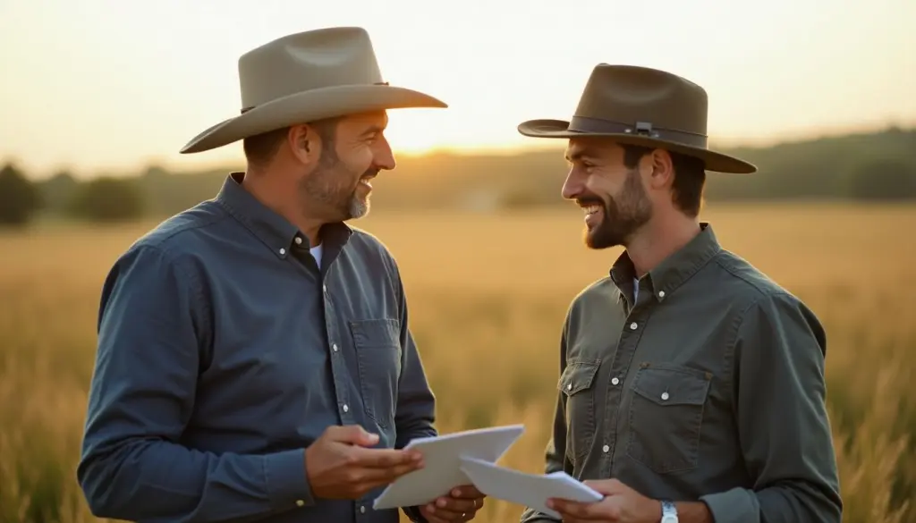 Landwirte besprechen die Vorteile der Allianz Agrar Versicherung