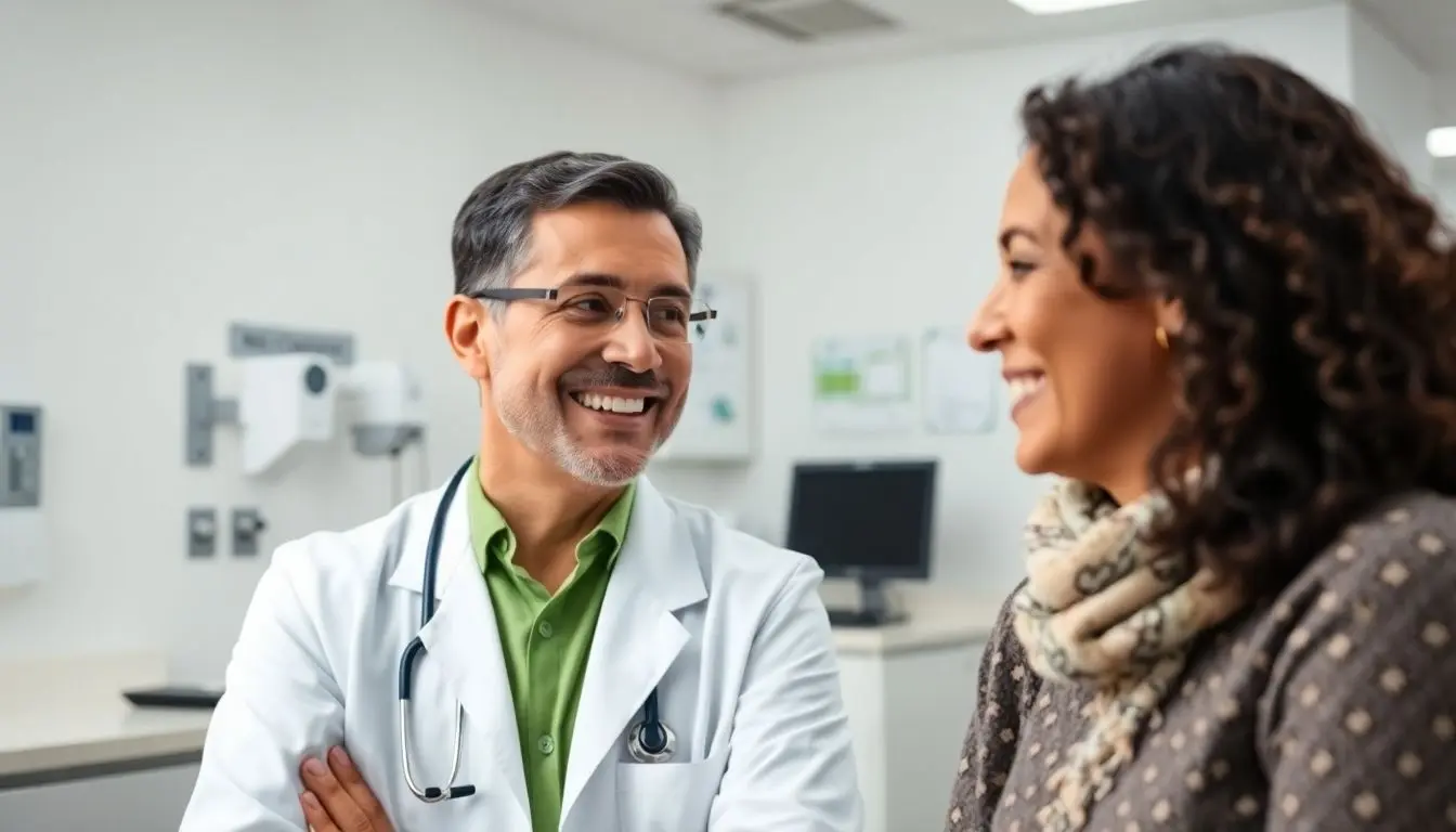 Aortenaneurysma: Arzt und Patientin im Gespräch