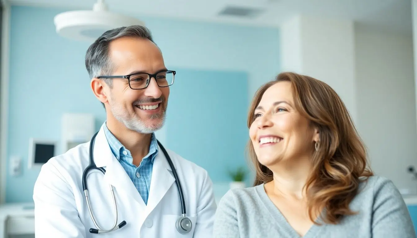 Arzt bespricht Basaliom mit Patientin