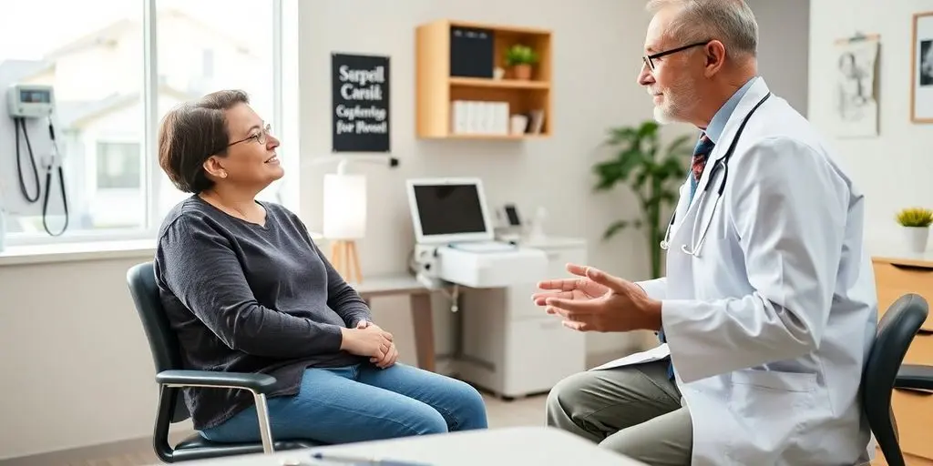 Guillain Barré Syndrom: Patient und Arzt in einer hellen Arztpraxis.