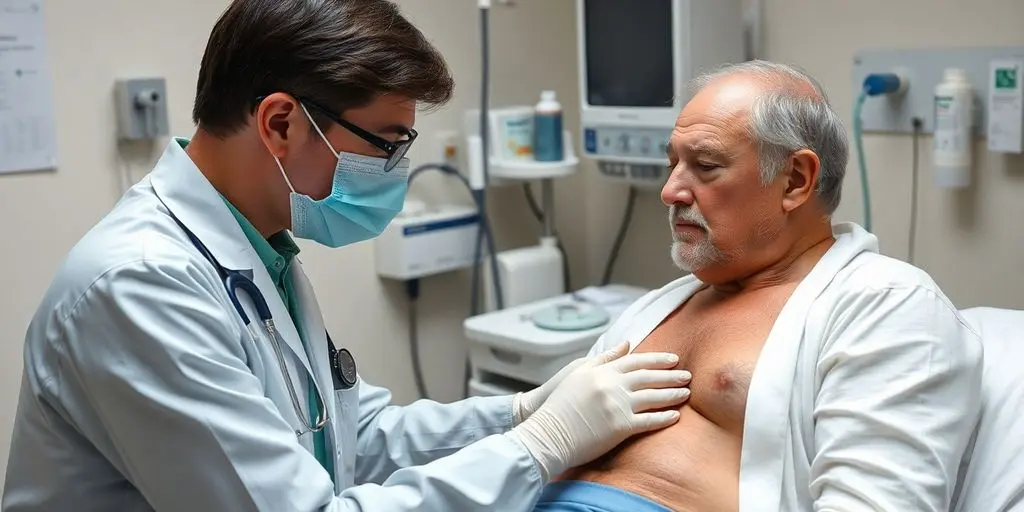 Botulismus: Ärztliche Untersuchung eines Patienten mit Botulismus-Symptomen.