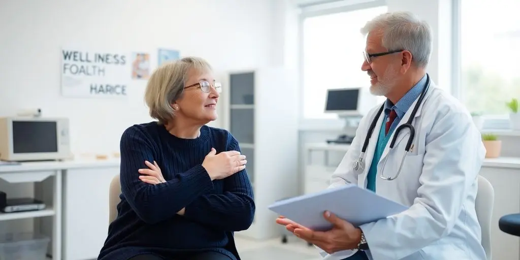 Inkontinenz: Patient und Arzt in einer hellen Arztpraxis.