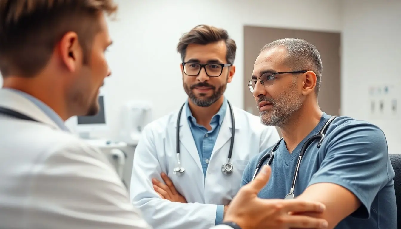 Ärzte behandeln Prostatitis in heller Praxis.