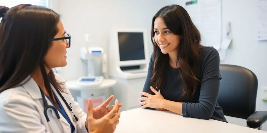 Ekzem: Patient und Arzt in einer hellen Arztpraxis