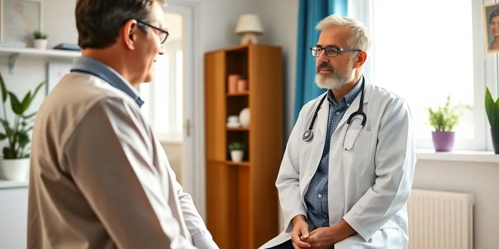 Patient und Arzt im medizinischen Gespräch über Lymphom.