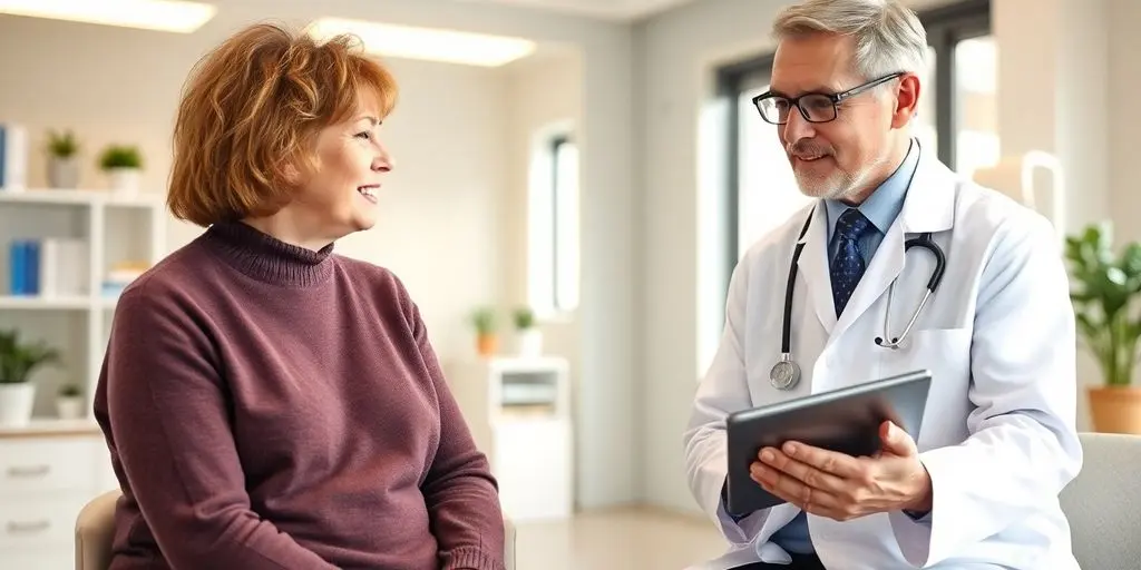 Epilepsie: Patient und Arzt im hellen medizinischen Raum.