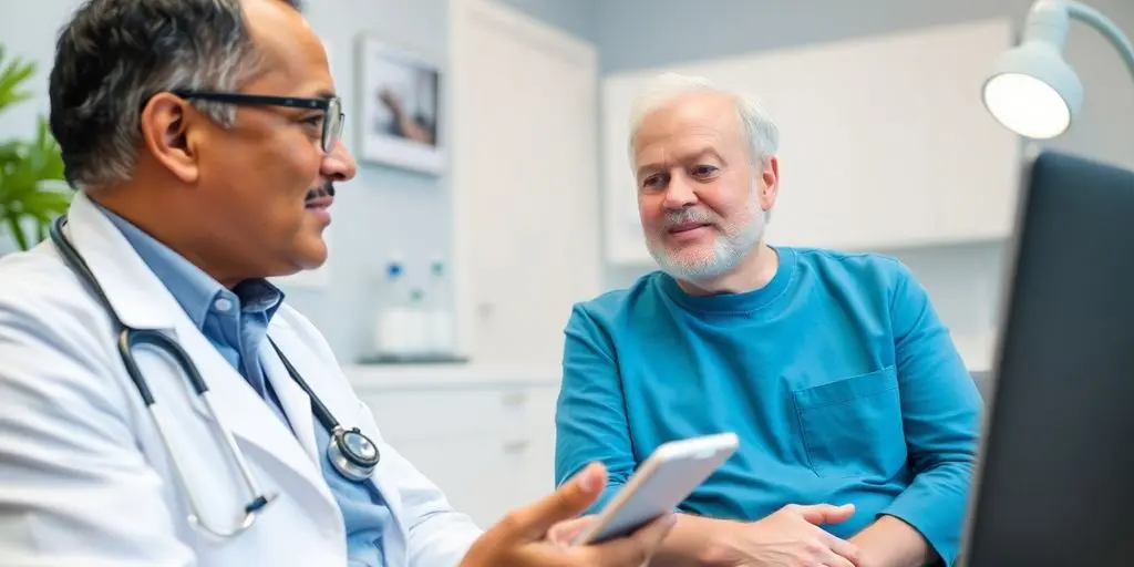 Geruchsverlust: Patient und Arzt in heller medizinischer Praxis