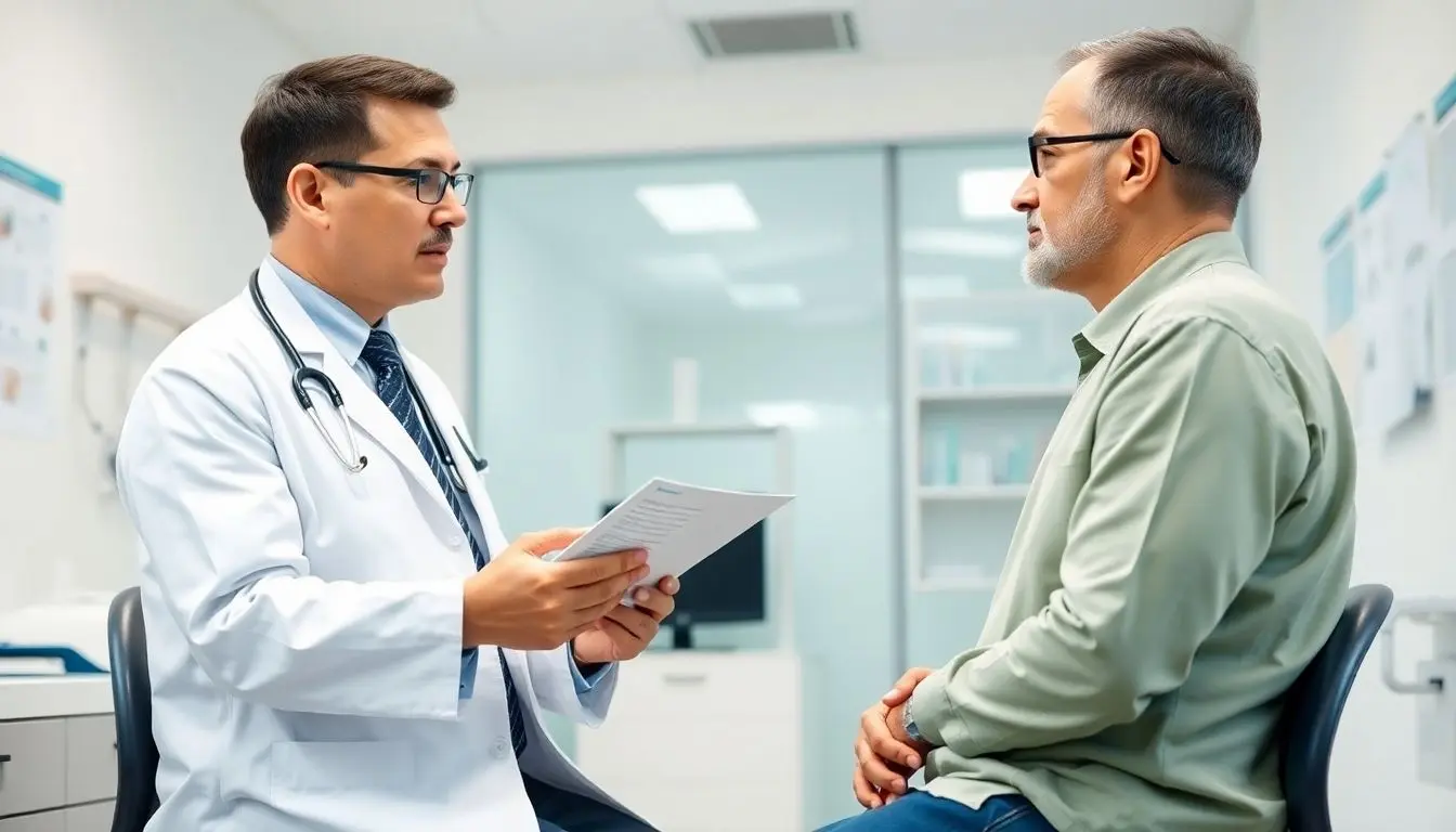 Cytomegalievirus: Doctor consulting with a patient in a bright office.