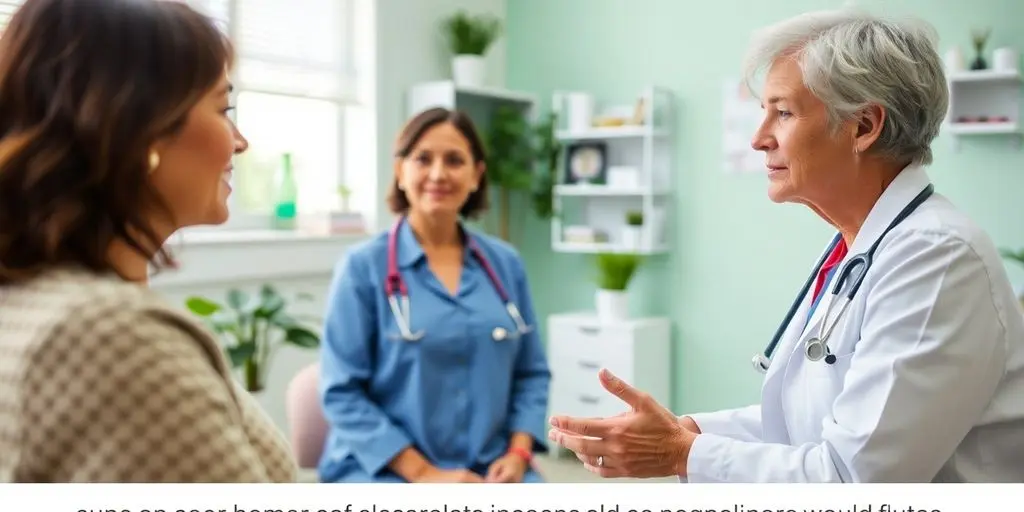 Patient und Arzt im lichtdurchfluteten Gesundheitszentrum.