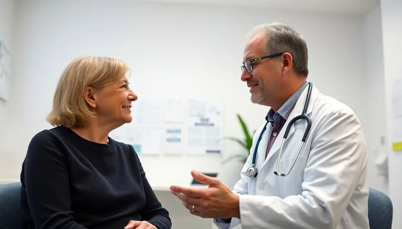 Osteochondrose: Doctor and patient in a bright medical office.
