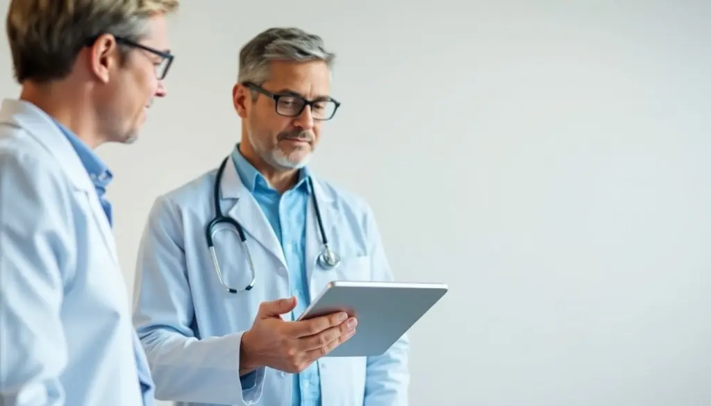 Symptome der chronischen Prostataentzündung: Arzt mit Tablet