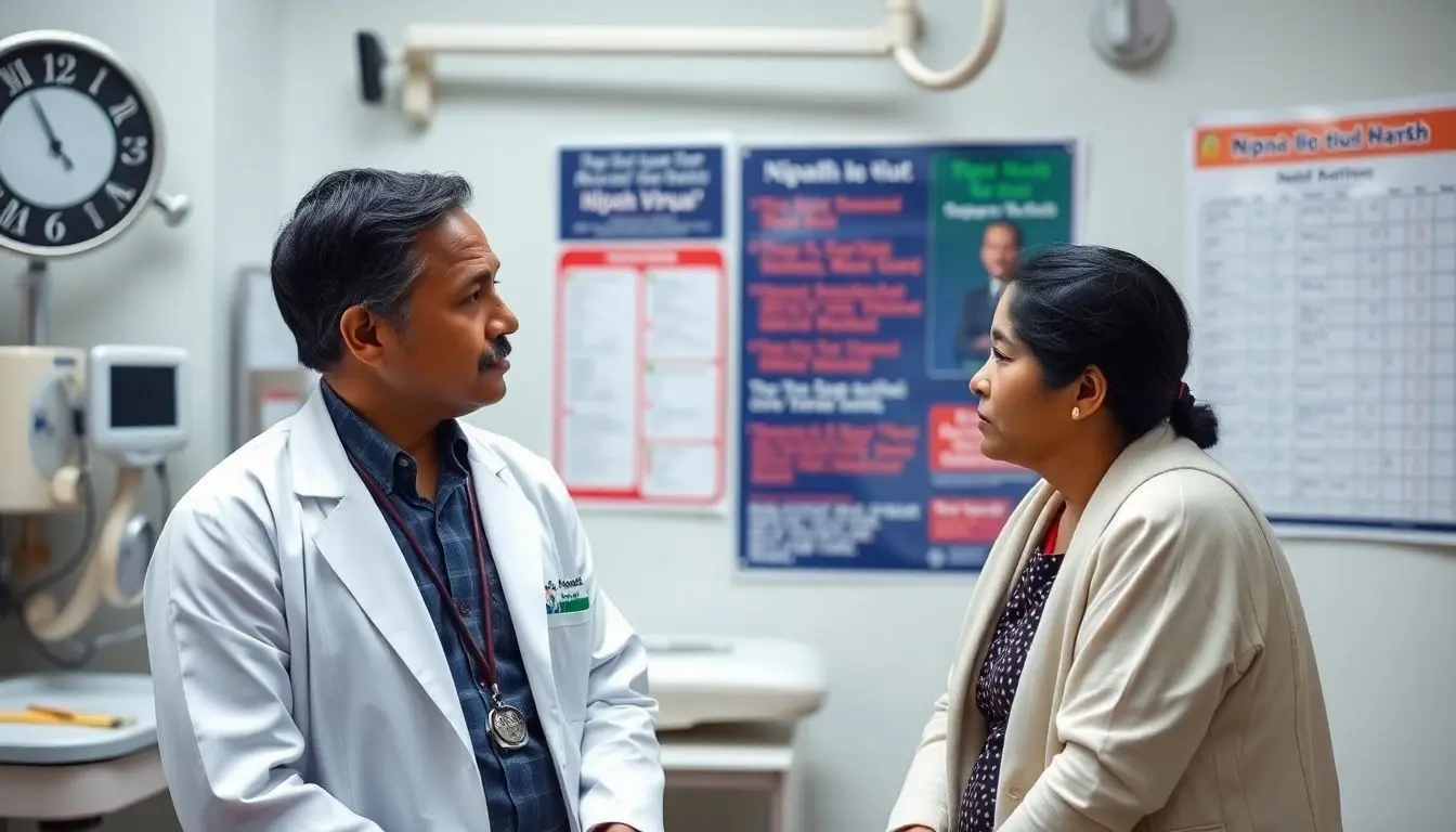 Nipahvirus: Doctor consulting with a patient about Nipah virus.