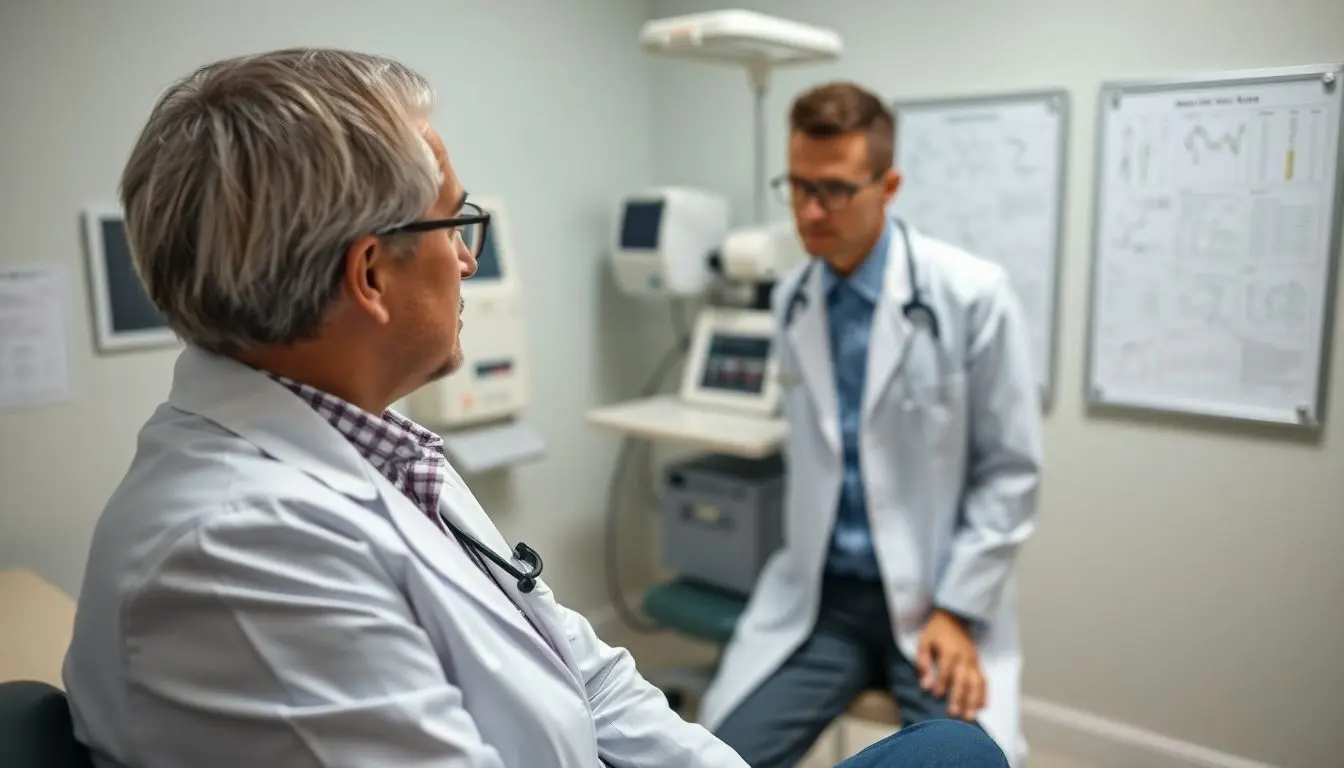 Yersinia pestis: Doctor examining a patient in a clinical setting.