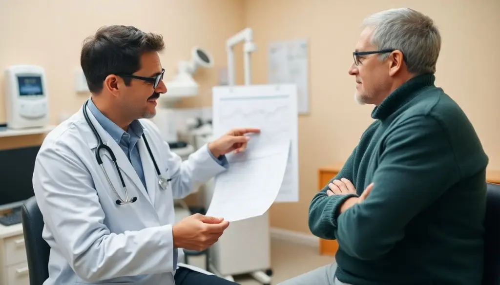 Doctor consulting with a patient about Wüstenrheumatismus.