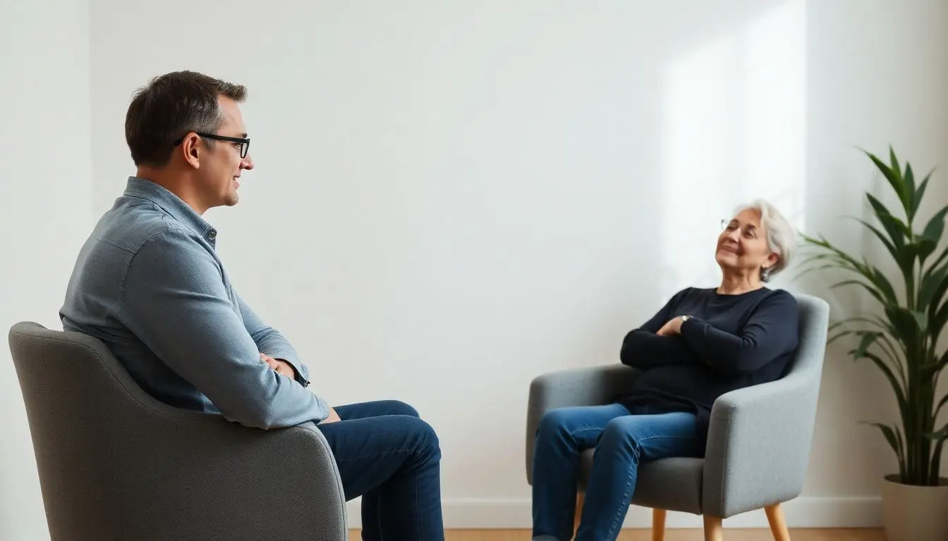 Psychologischer Therapeut und Patient im Gespräch.und Patient im Gespräch