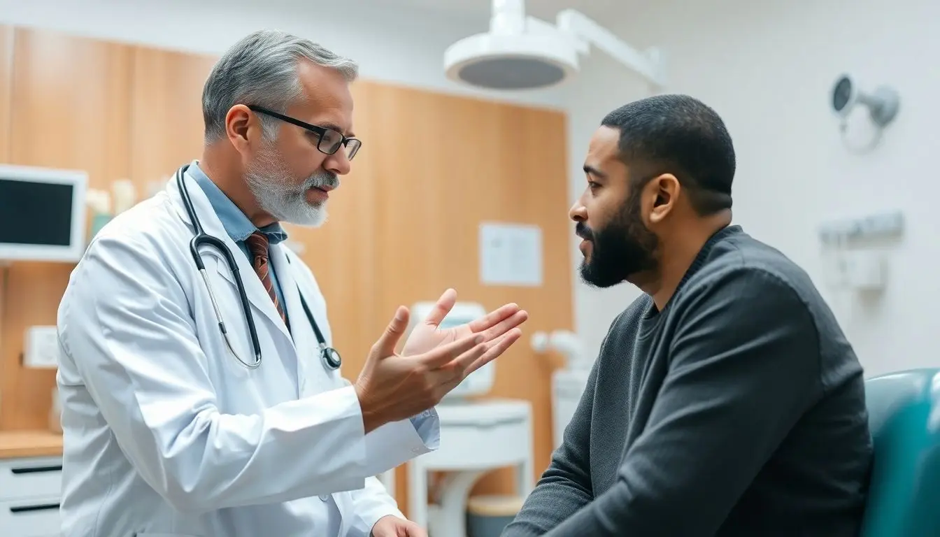 Doctor and patient discussing Pappatasi Fieber symptoms.