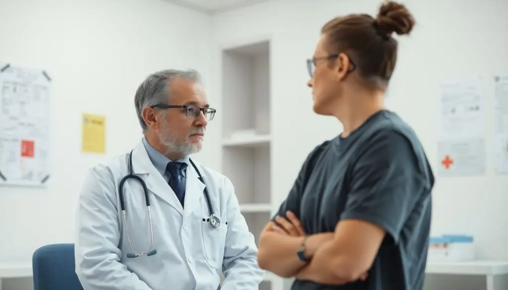Sepsis: Doctor consulting with a patient in a bright office.