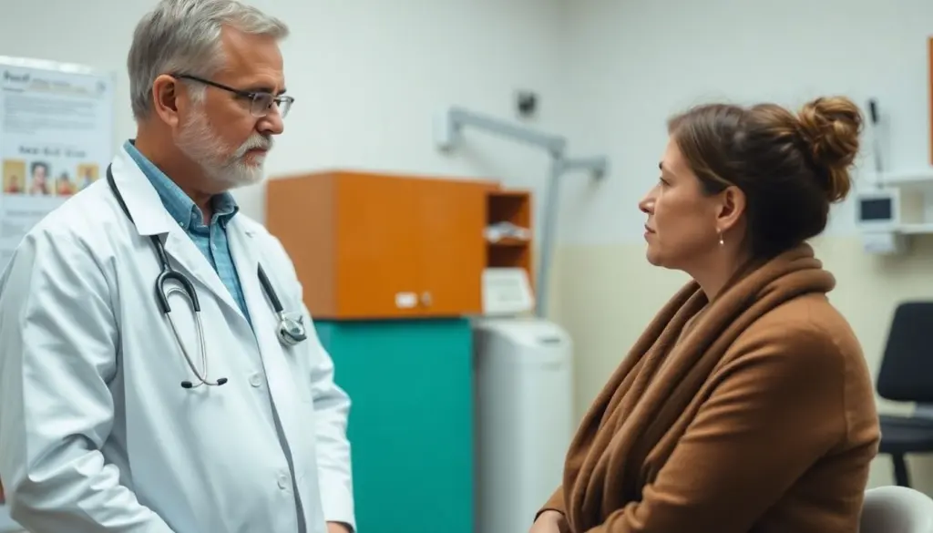 Doctor and patient discussing Hantafieber symptoms.