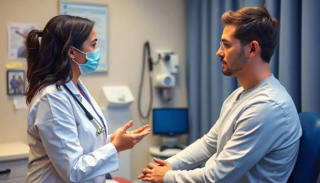 Trichomoniasis: Doctor consulting a patient about sexual health issues.