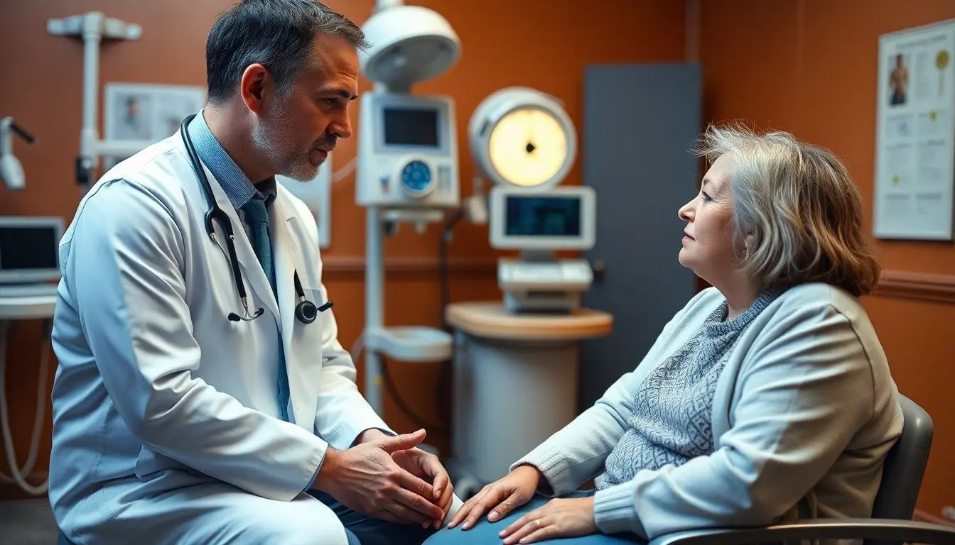 Lungenegelinfektionen: Doctor and patient discussing lung fluke infection.