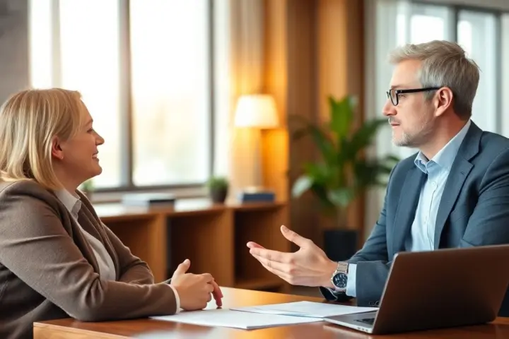 Insurance broker consulting with a client about disability insurance.