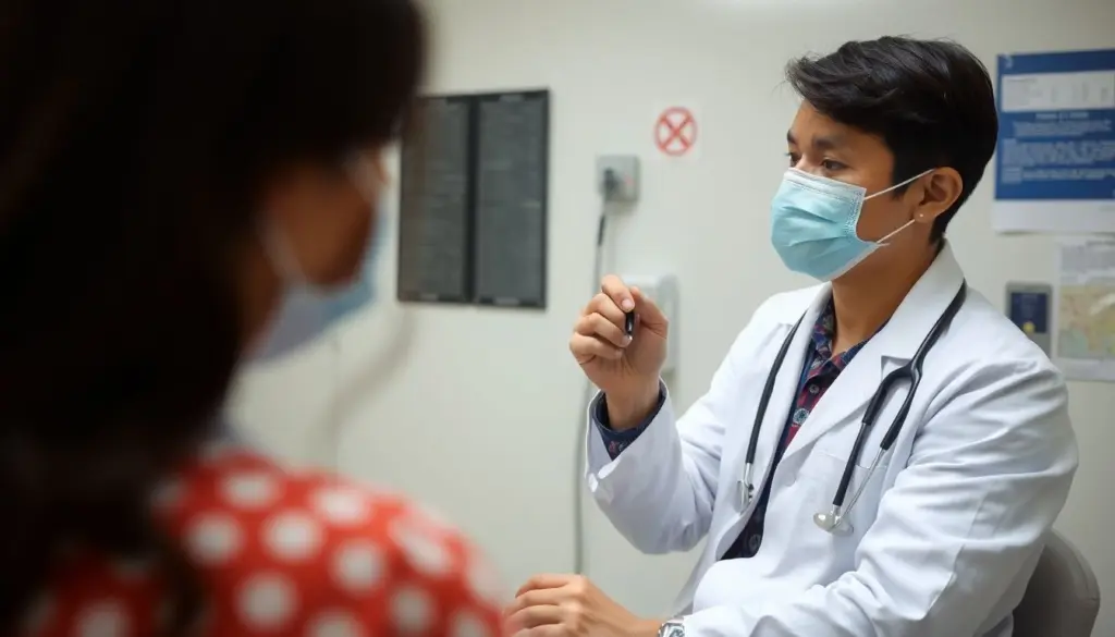 Meningokokken: Doctor examining a patient for meningococcal infection.