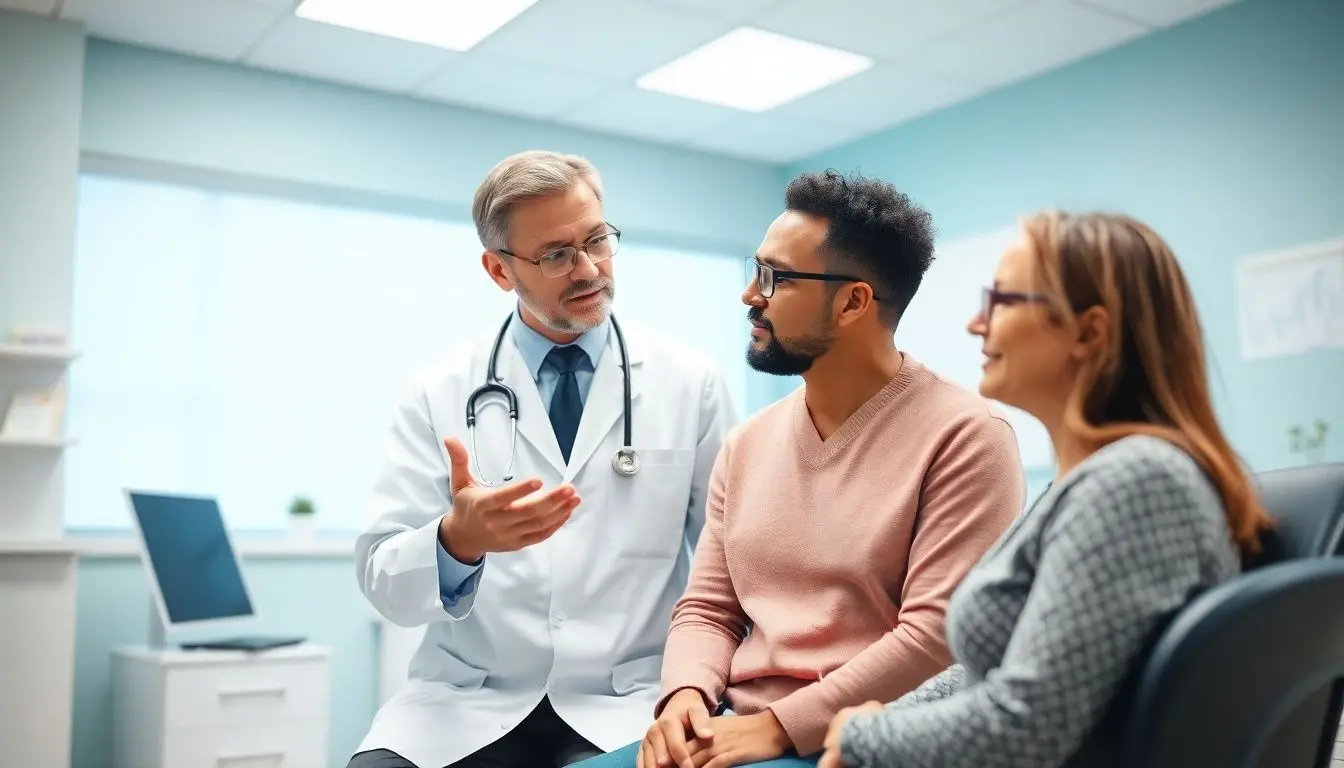 Medinawurm: Doctor and patient in a bright medical consultation.
