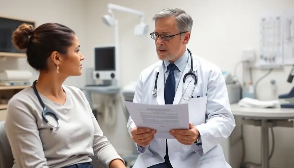 Spulwurmbefall: Doctor consulting a patient about parasitic infections.