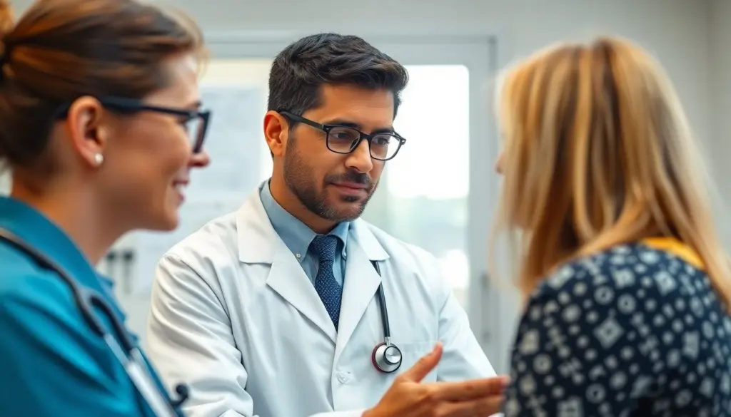 Donovanosis: Doctor examining a patient in a bright medical office.