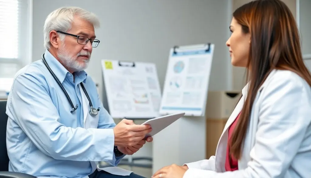 Doctor discussing Hantavirus with a patient in clinic.