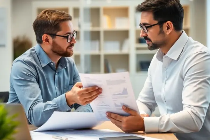Beratung zu technischen Versicherungen in einem modernen Büro.