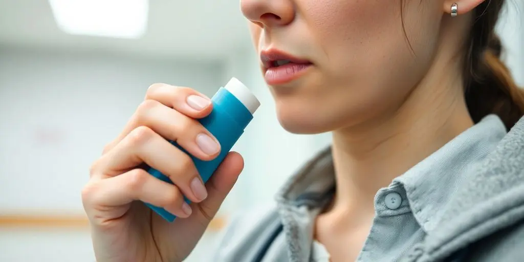 Atemwegserkrankungen: Nahaufnahme einer Person mit Inhalator.