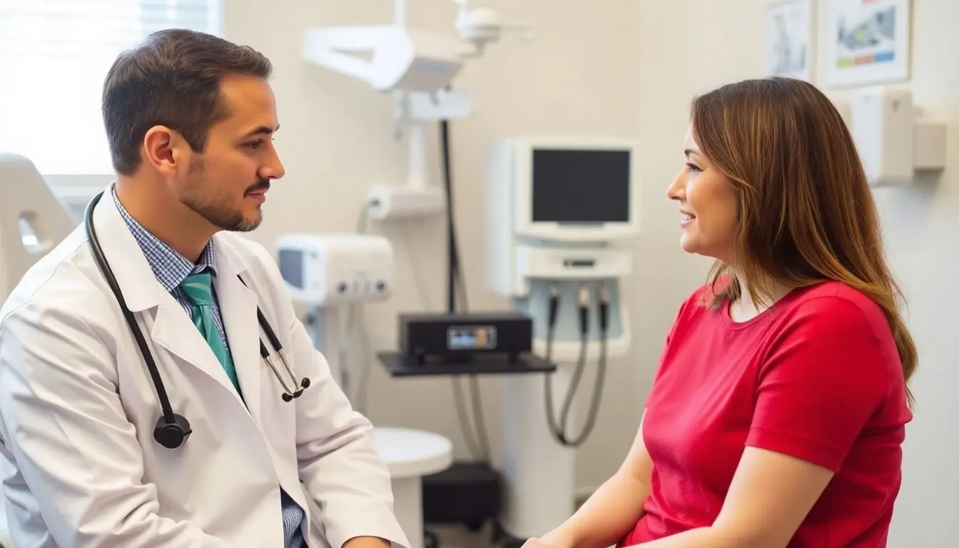 Ulcus molle: Doctor consulting with a patient about ulcus molle symptoms.