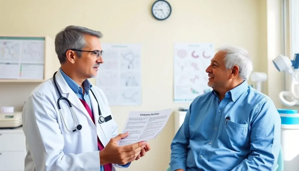 Schistosoma: Doctor consulting patient about Schistosoma in bright office.