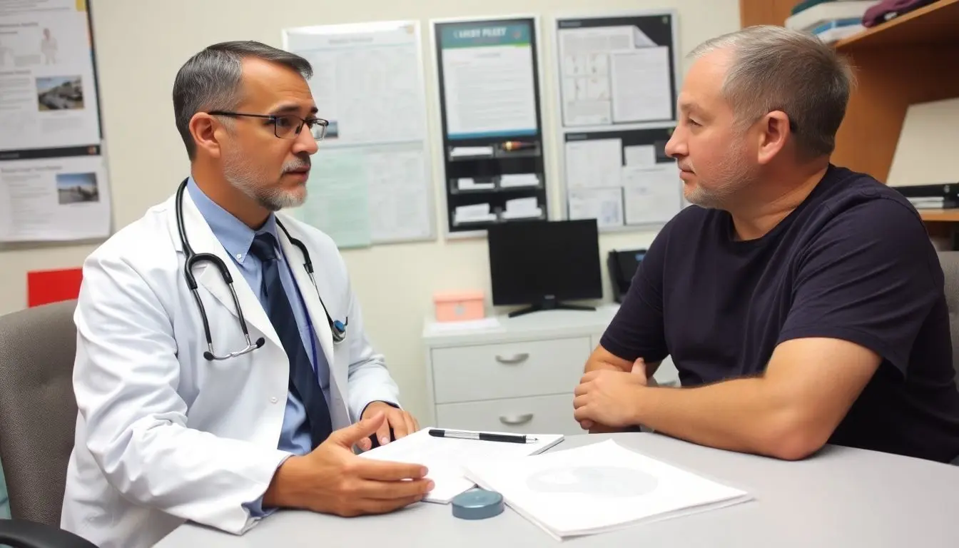 Doctor and patient discussing liver fluke infection.