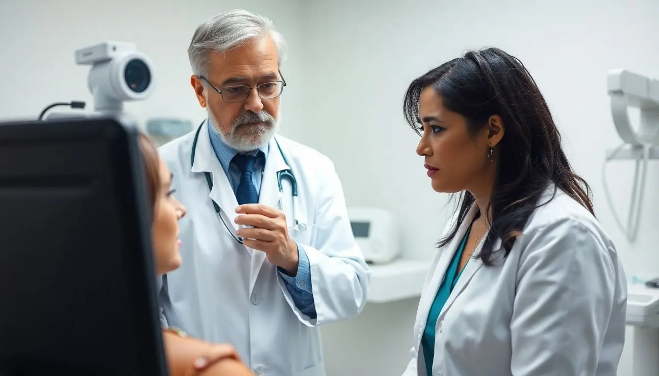Myiasis: Doctor examining a patient for myiasis symptoms.