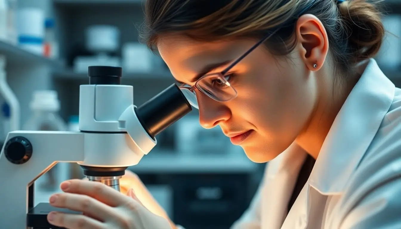 Chagas Krankheit: Doctor examining samples for Chagas disease in laboratory.