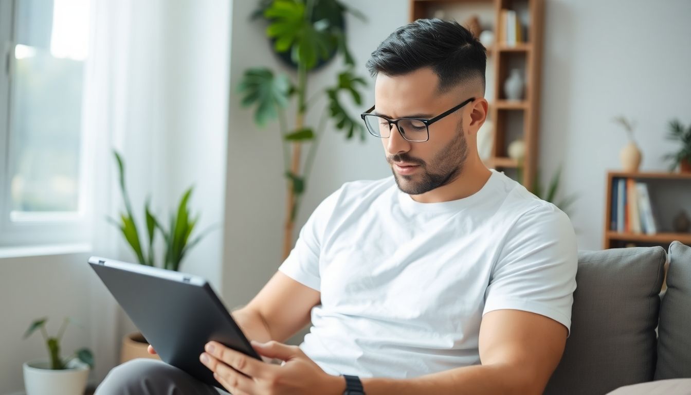 Loiasis und ihre Auswirkungen auf die Gesellschaft: Mann mit Tablet