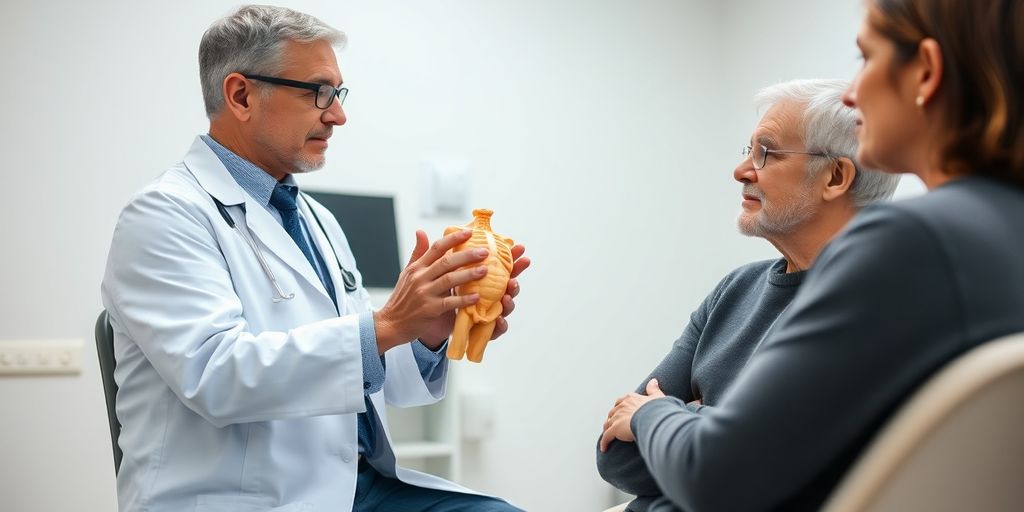 Arzt und Patient im Gespräch über Knochenzysten.