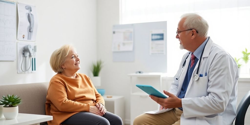 Lungenkrebs und alternative Heilmethoden: Patient und Arzt im Gespräch über Lungenkrebsbehandlung.